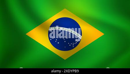 Brazil flag, Realistic waving fabric flag vector illustration. Translation: order and progress Stock Vector