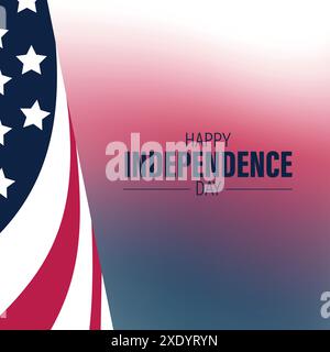Happy 4th of July USA Independence Day greeting card. American national flag, text design and gradient background. Vector illustration. Stock Vector