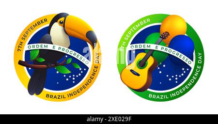 Brazil Independence day sign or logo, 7th september celebration with modern design. Translation: order and progress Stock Vector