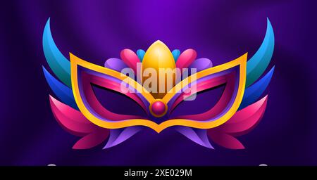 Carnival Mask Decorated With bright colorful Feathers vector illustration Stock Vector