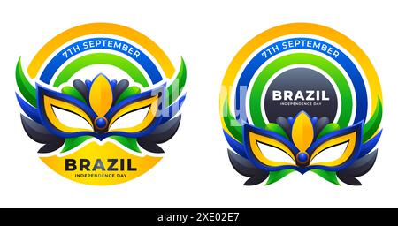 Brazil Independence day sign or logo with stylish carnival mask vector illustration Stock Vector