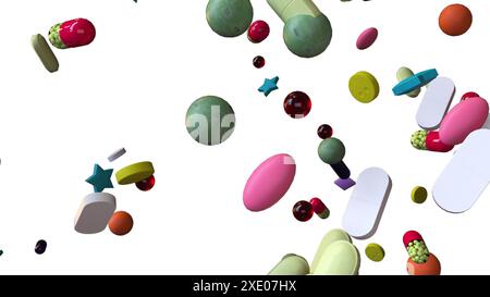 3d render falling pills Stock Photo