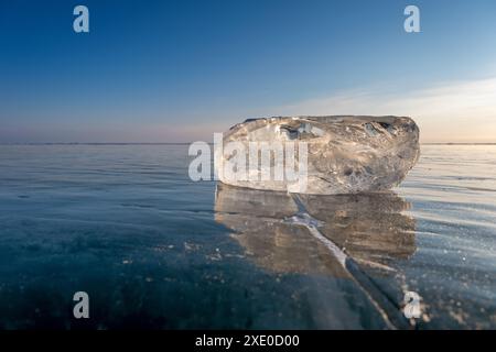 Sunlight refracted in piece of ice Stock Photo
