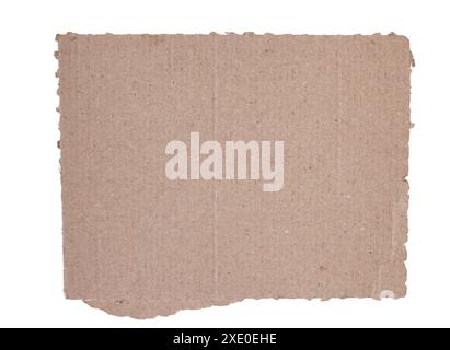 Corrugated kraft cardboard. A piece of torn cardboard isolated on a white background. Stock Photo