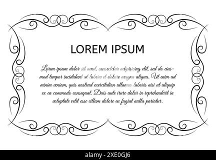 Decorative vintage horizontal frame with the place for your text in center. Vintage ornament greeting card template. Vector illustration. Stock Vector