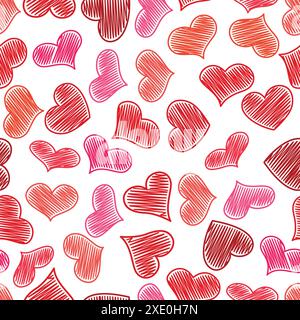 Seamless pattern with red hearts. Vector illustration Stock Vector