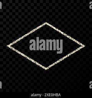Silver glitter frame. Rhombus frame with shiny sparkles on dark transparent background. Vector illustration Stock Vector