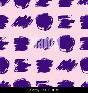 Seamless pattern with purple hand drawn scribble smear. Abstract grunge texture. Vector illustration Stock Vector
