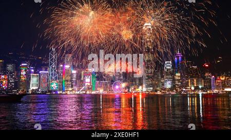 Chinese newyear fireworks in Hong Kong Stock Photo