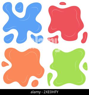Set of four multi color splashes on a white background. Vector illustration Stock Vector