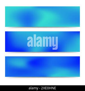 Smooth abstract blurred gradient blue banners set. Abstract Creative multicolored background. Vector illustration Stock Vector
