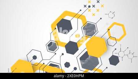 Modern science or technology abstract background using hexagonal shapes. Wireframe spot surface illustration. Vector. Stock Vector