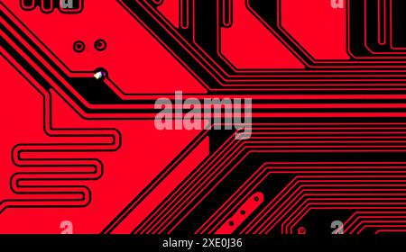 Macro Close up of printed wiring on PC circuit board Stock Photo