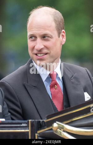 London, UK. June 25, 2024. William Prince of Wales rides in a carriage down The Mall during a state visit in London, UK, 25 June, 2024.Credit: A.A. Gill/Alamy Live News Stock Photo