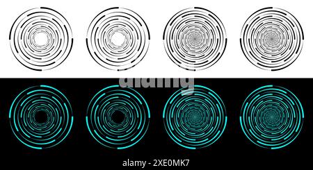Dynamic transition illusion lines in a circle. Stock Vector