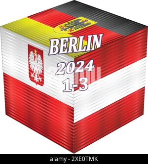 The UEFA European football championship,  Poland VS Austria Score, Result, 1-3 Stock Vector