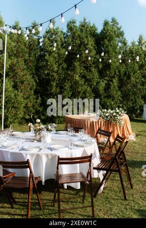 Banquet in the garden for a wedding Stock Photo