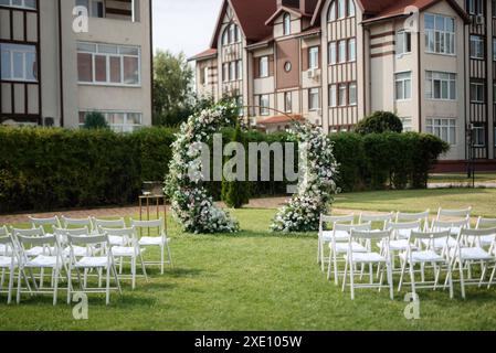 Wedding ceremony area Stock Photo