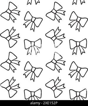 Vector seamless pattern of hand drawn sketch doodle outline bow ties isolated on white background Stock Vector