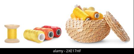 Set of bright threads isolated on white, set Stock Photo
