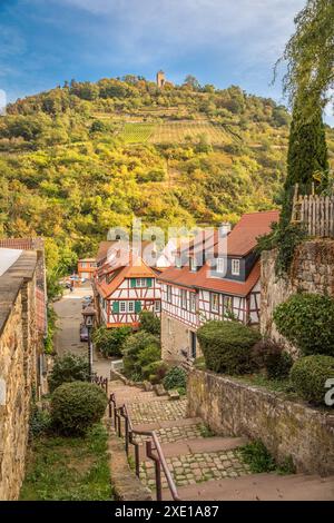 geography / travel, Germany, Hesse, View from Heppenheim old town towards Starkenburg castle, ADDITIONAL-RIGHTS-CLEARANCE-INFO-NOT-AVAILABLE Stock Photo