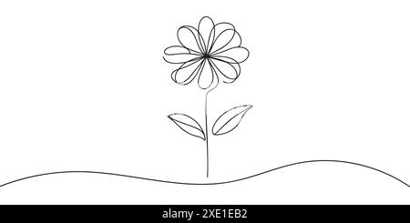Flower one line drawing vector illustration Stock Vector Image & Art ...