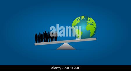Vector illustration of World Population Day Concept, 11 July. Overcrowded, overloaded, explosion of world population and starvation. Template Stock Vector