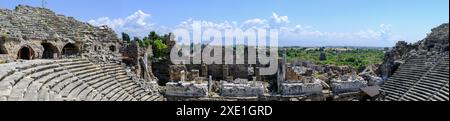 Side Ancient theatre. Turkey. Antalya. Ruins of the ancient city Side Stock Photo