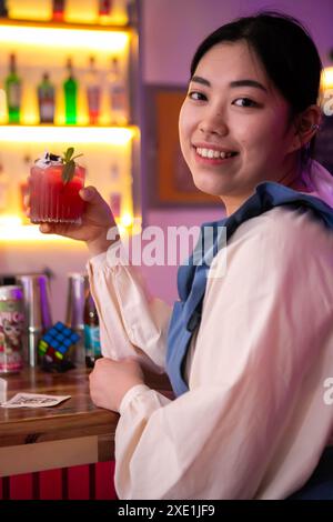 A Korean girl at a bar Stock Photo