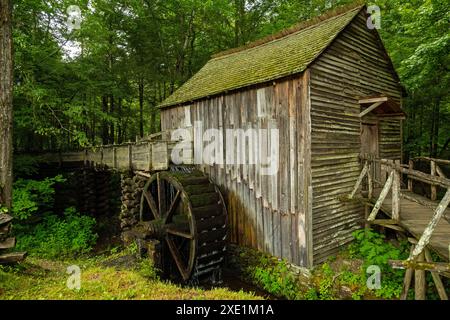 Cades Cove Historical Grist Mill in the Great Smoky Mountains National Park in Tennessee Stock Photo