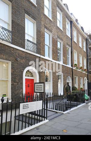 The Charles Dickens Museum at 48-49 Doughty Street, Bloomsbury, London, UK. The house in which he lived and wrote 1837 - 1839. Stock Photo