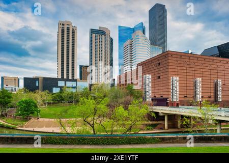 Sesquicentennial Park in downtown Houston, Texas, USA. Stock Photo