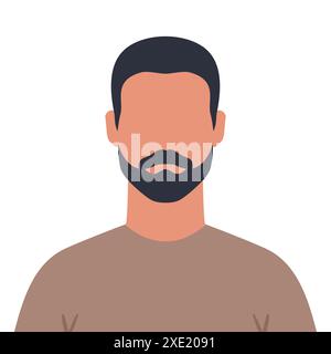 Abstract faceless bearded man with short hair. Bearded male avatar. Vector illustration Stock Vector
