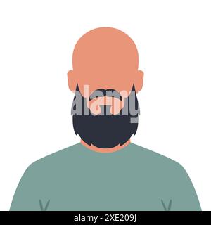 Abstract faceless bald man with beard and mustache. Bald bearded male avatar. Vector illustration Stock Vector