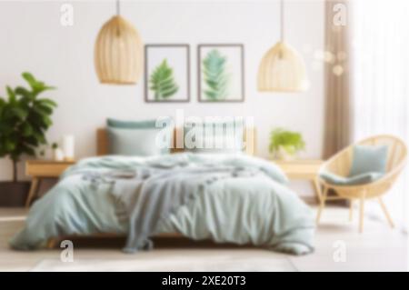 Abstract blur bedroom interior for background. Stock Photo