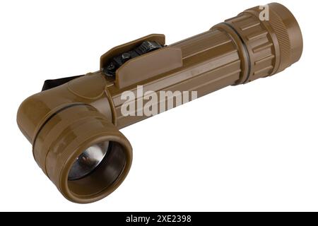 vintage military style flashlight isolated on white background Stock ...