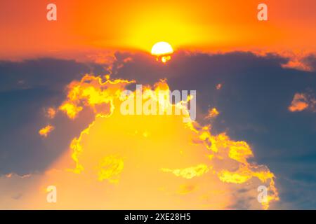 Sunset sky dramatic sunset clouds Stock Photo