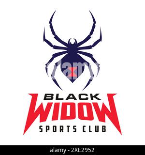 Black widow Spider simple sport club logo on white background Stock Vector
