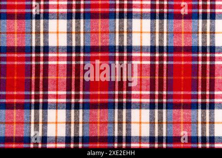 Texture of red checkered fabric. Checkered cotton background Stock Photo