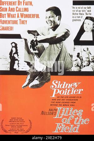 Viersen, Germany - May 9. 2024: Official Cinema film poster from classic movie Lilies of the Field with  Sidney Poitier from 1963 (focus on center) Stock Photo