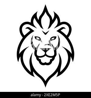 Fire Lion icon or modern line symbol. Vector line art and icon design with bold outline. Black and white Pixel Perfect minimalistic symbol isolated wh Stock Vector