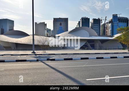 Doha, Qatar - Nov 24. 2019. The National Museum building -the desert rose Stock Photo