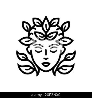 Dryad icon or modern line symbol. Vector line art and icon design with bold outline. Black and white Pixel Perfect minimalistic symbol isolated white Stock Vector