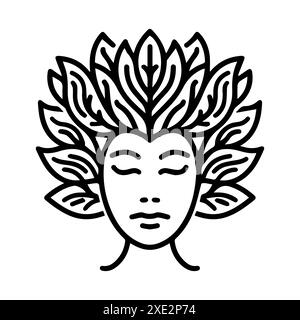 Dryad icon or modern line symbol. Vector line art and icon design with bold outline. Black and white Pixel Perfect minimalistic symbol isolated white Stock Vector
