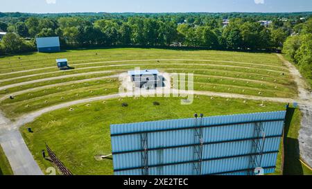 Aerial View of Drive-In Theater Layout in Rural Setting Stock Photo