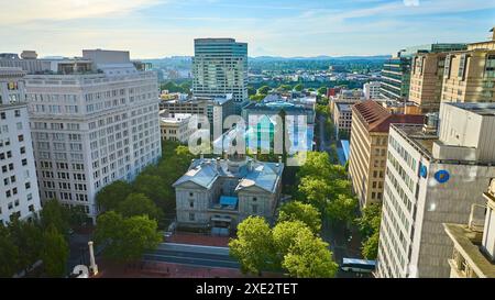 Aerial View of Historic Courthouse Amidst Downtown Portland Oregon Stock Photo