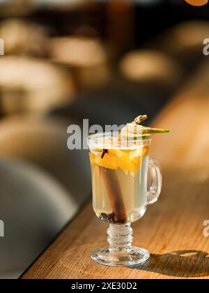 Mulled wine drink made from white wine Stock Photo