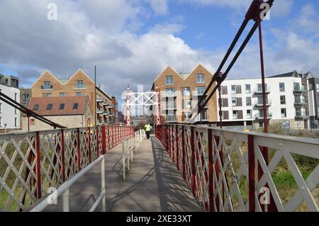 Wapping Wharf and the Gaol Ferry Bridge. Bristol, England, United Kingdom. 26th February 2024. Stock Photo