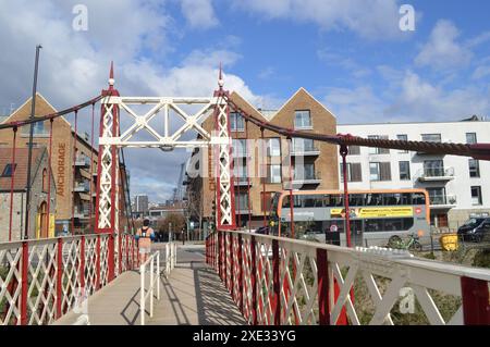 Wapping Wharf and the Gaol Ferry Bridge. Bristol, England, United Kingdom. 26th February 2024. Stock Photo