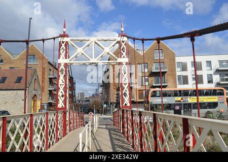 Wapping Wharf and the Gaol Ferry Bridge. Bristol, England, United Kingdom. 26th February 2024. Stock Photo